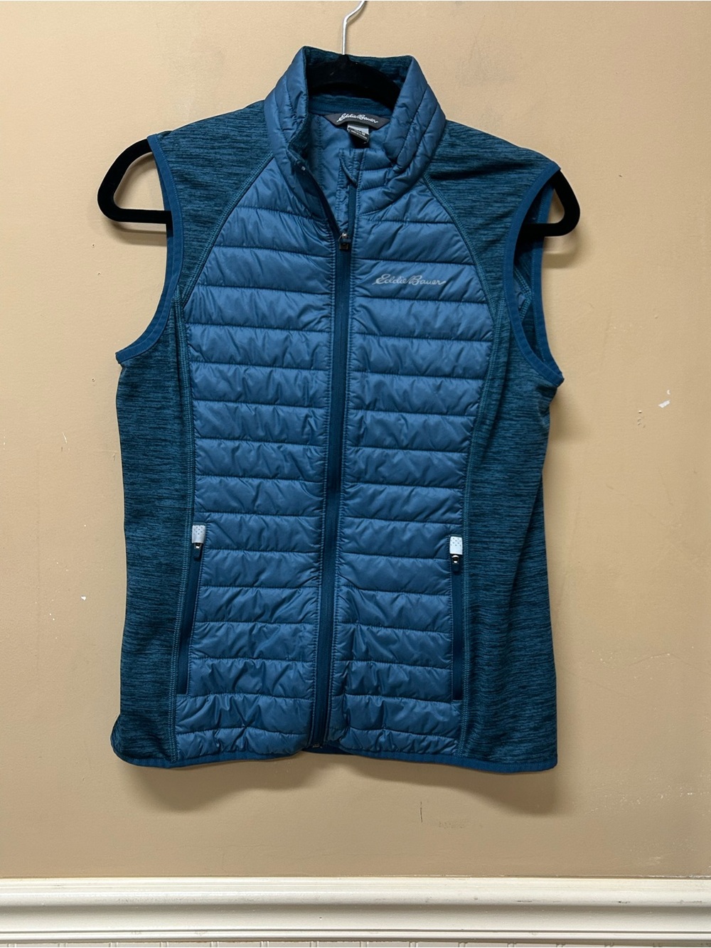 Eddie Bauer Womens Vest Teal Blue Puffer Logo Size Medium